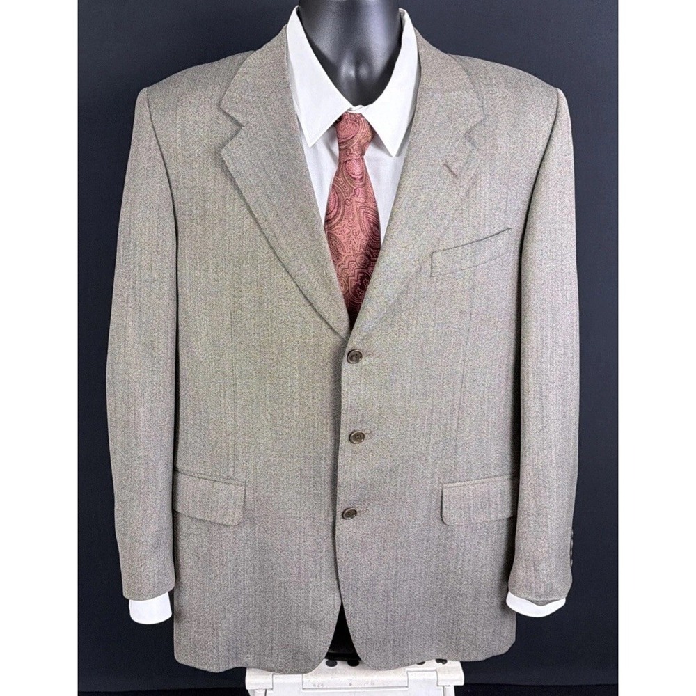 DAMAGED Canali Italy Pure Wool Sport Coat Blazer 42R Interior Moth Damage-As Is